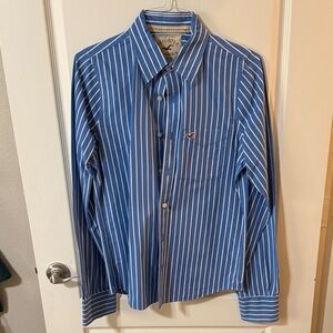 Hollister Blue and White Striped Casual Shirt
